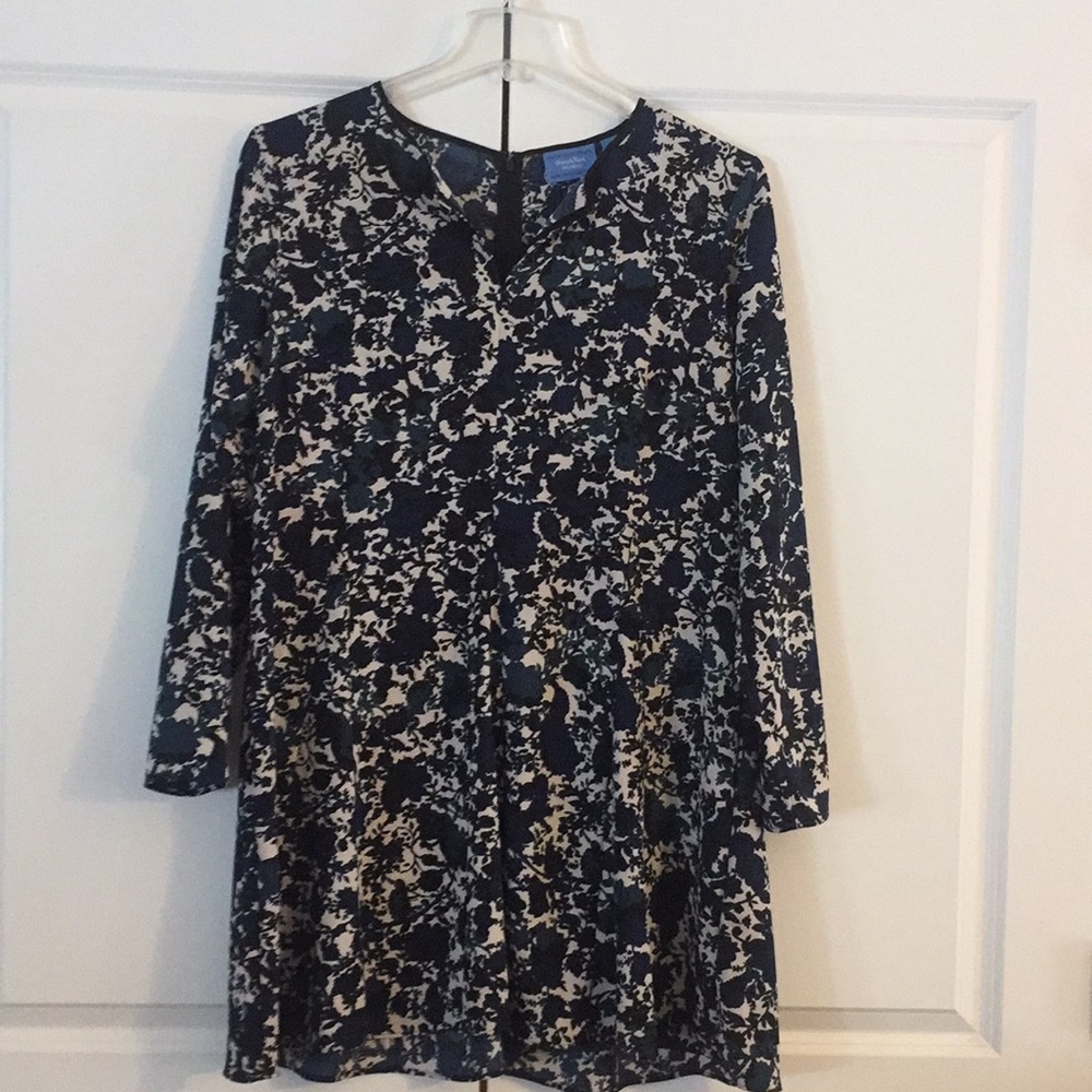 Simply Vera Vera Wang Navy and Cream Printed Midi Dress